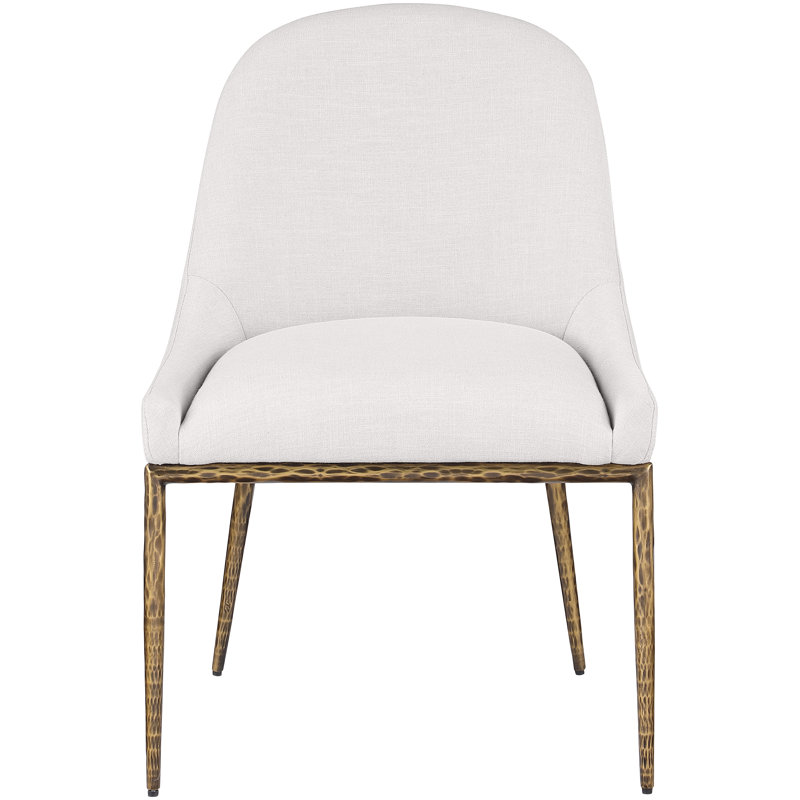 Chaise d'appoint rembourrée Ferro Hessle, Tissu crème texturé en lin, Or brossé