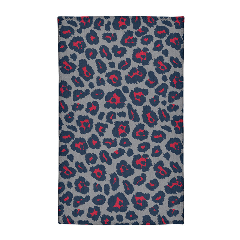 Imprimé animalier gris/bleu marine/rouge Tapis décoratif, Rectangle 5 pi x 7 pi