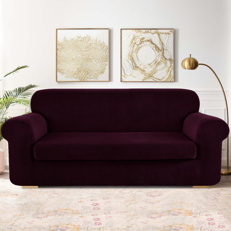 Housse pour canapé à coussins carrés / rectangulaires Dlerfeut, Mélange de polyester magenta foncé