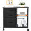 Classeur noir avec 3 tiroirs et 2 tablettes ouvertes, idéal pour organiser des livres de bureau, tablettes mobiles de construction en noir, bons dossiers catégorisés, base stable