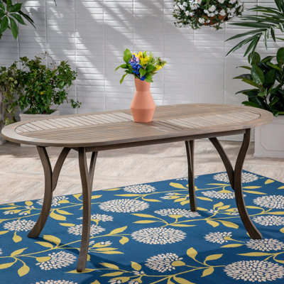 Wood 70" Dining Table - Modern Grey Design For Patio With Stylish Furniture