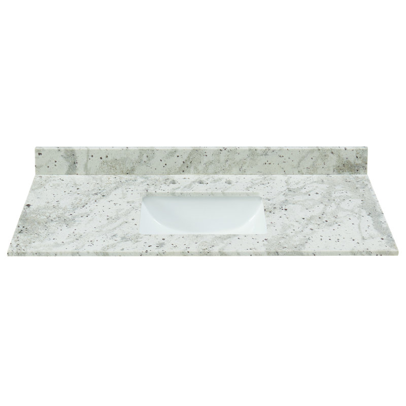 Plateau de meuble-lavabo simple en granite 49 "avec lavabo, Blanc cachemire