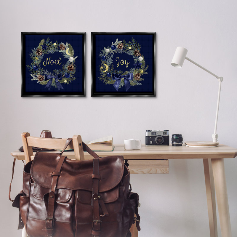 «Noel Joy Balsam Wreath» par 2, H 18 po x l 18 po, Cadre flottant noir de jais