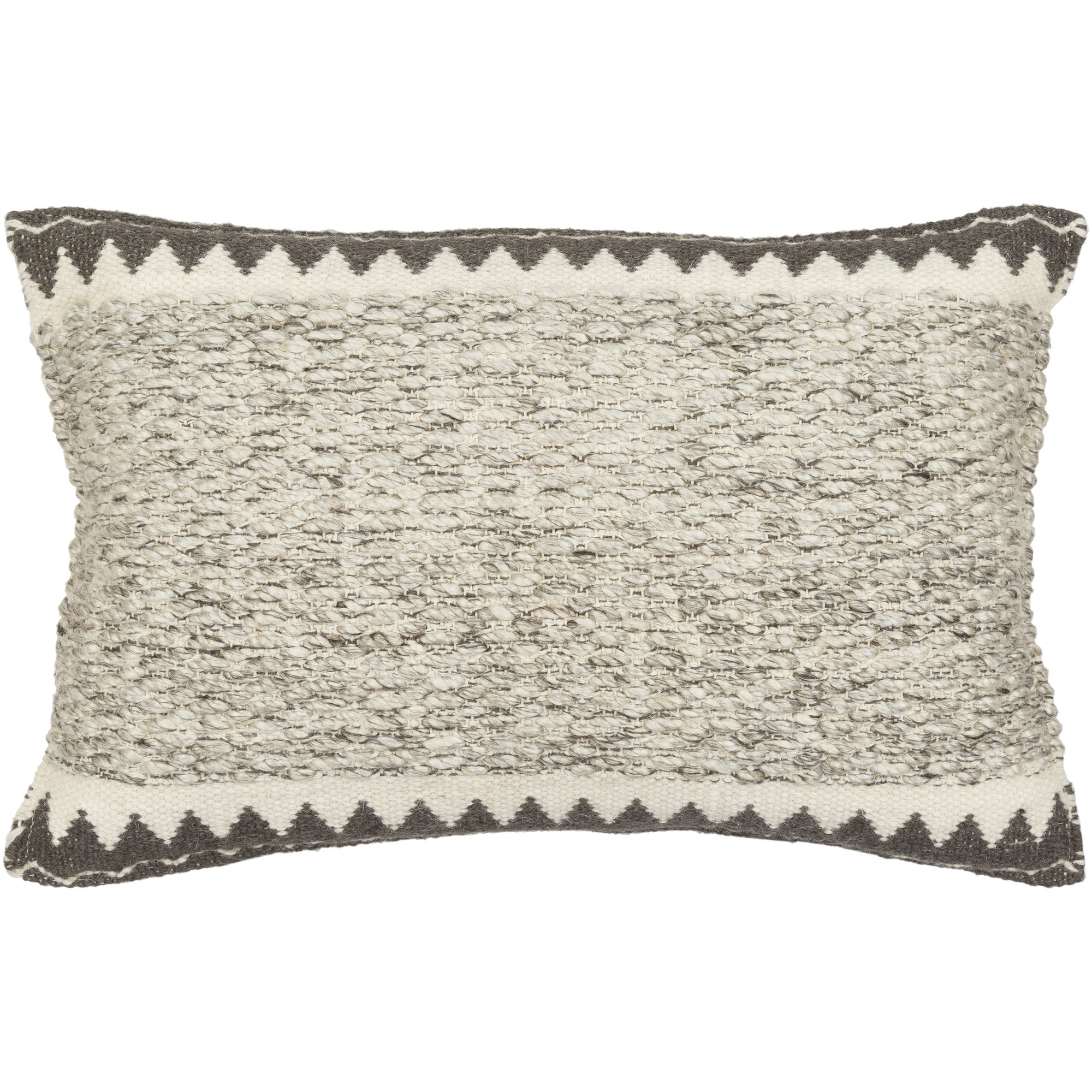 Doralia Embroidered Wool Lumbar Throw Pillow, Down, Gray