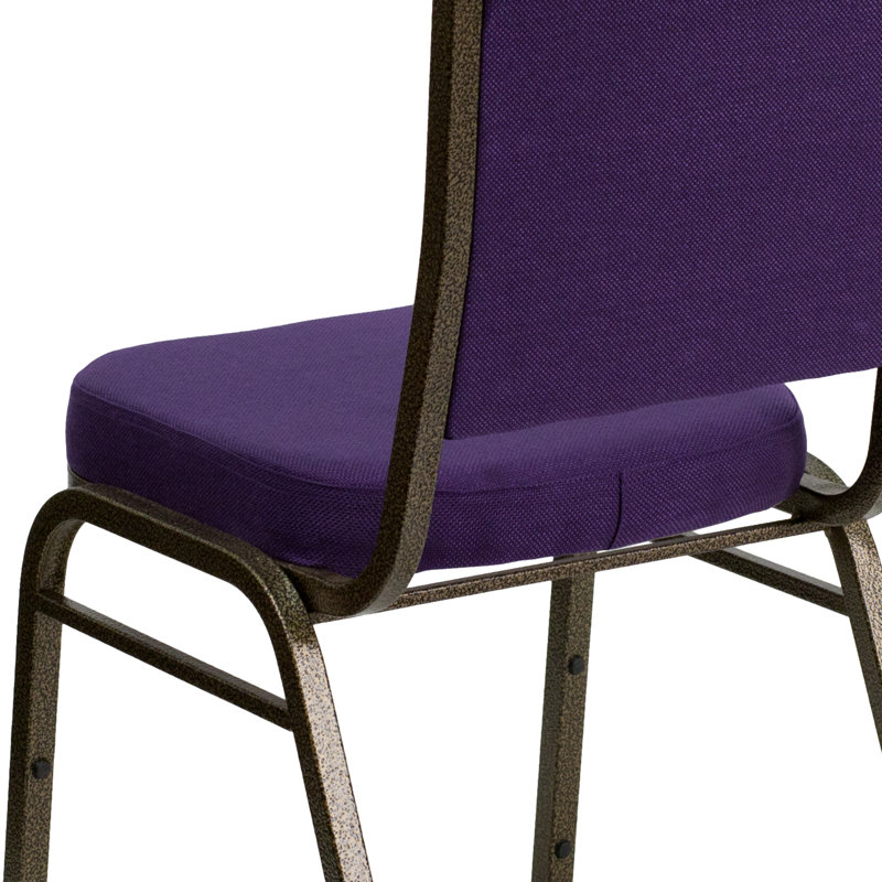 Chaise de banquet empilable Oliverson, Cadre noir, Tissu à motifs vert, 1