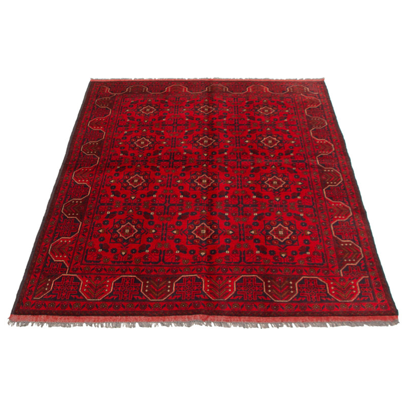 Tapis rouge noué à la main Esari Turkman 5 pi 9 po x 7 pi 10 po