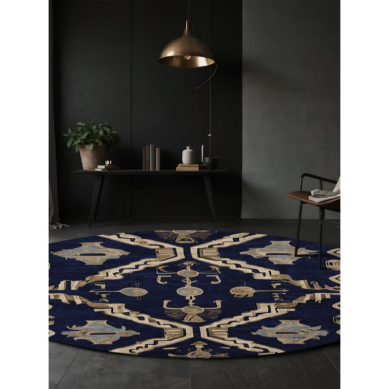 Tapis gris soyeux et moelleux, Rond 5 pi