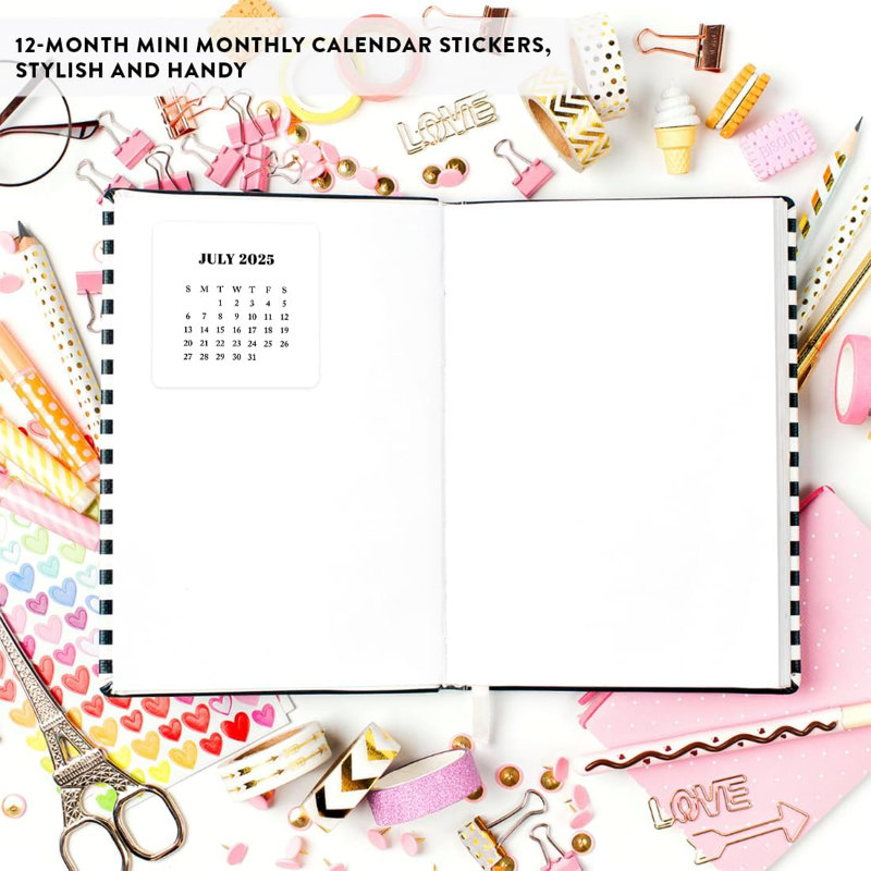 Mini planificateur classique blanc noir et noir avec petit calendrier 2025 et journal de 36 mois