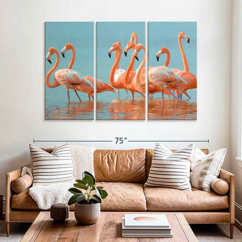 Brampt Flock Of Greater Flamingos, 42" H x 65" W