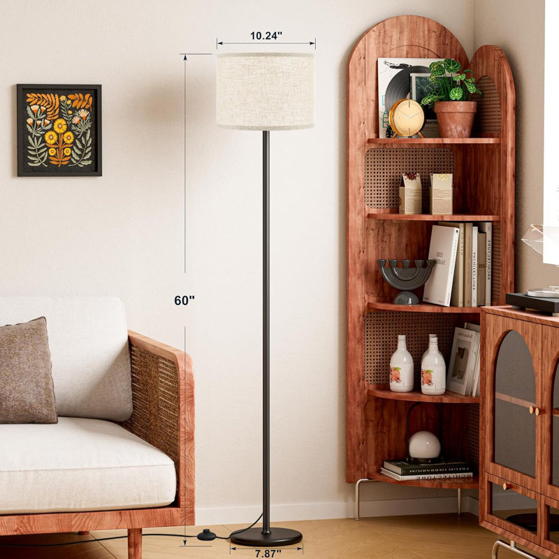 Petite lampe sur pied moderne de 60 po au design simple, Noir, Beige