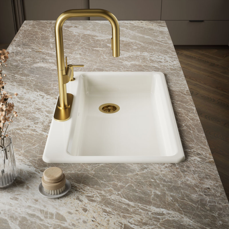 Riverby 33" L x 22" W Top Mount Single Bowl Kitchen Sink, Biscuit