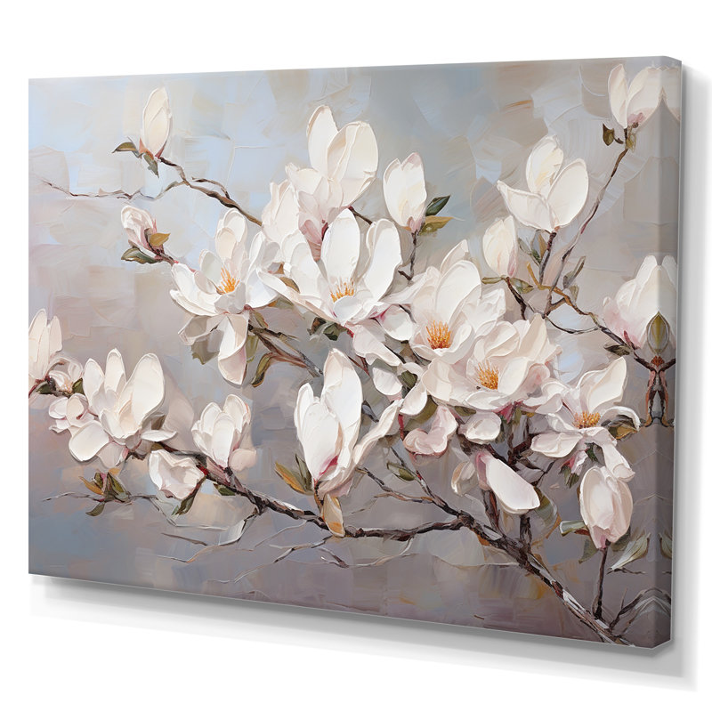 Magnolias roses I, H 34 po x l 44 po x P 1,5 po, Toile tendue