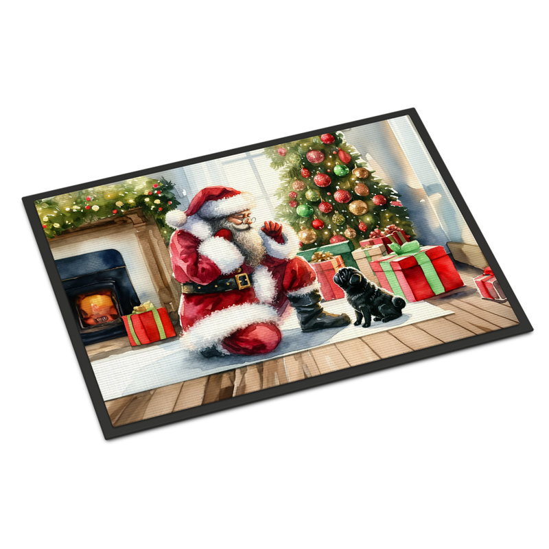 Paillasson noir carlin et père Noël, L 18 po x L 27 po