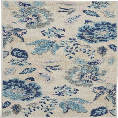 Tapis ivoire / bleu clair Leeming