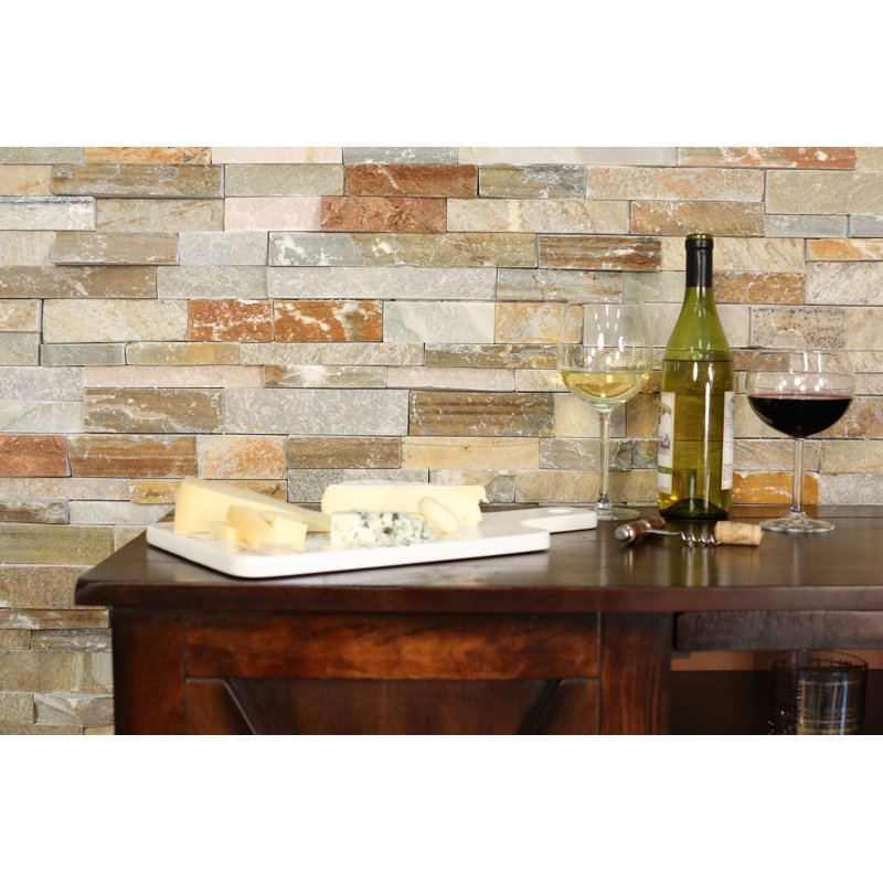 Ledger Random Sized Slate Mosaic Tile in Amber Gold