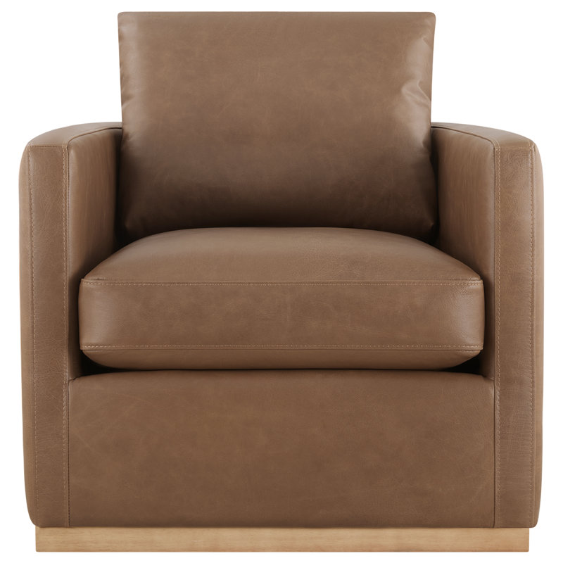 Bobbi Genuine Leather Swivel Armchair, Marseille Camel Top Grain Leather