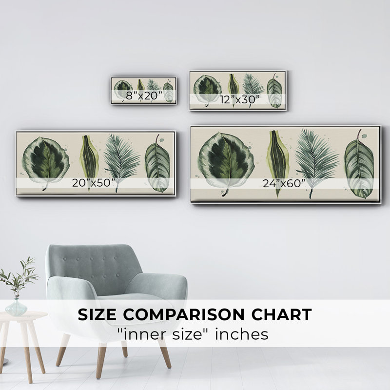 Palm Line- Framed Canvas, 20" H x 50" W
