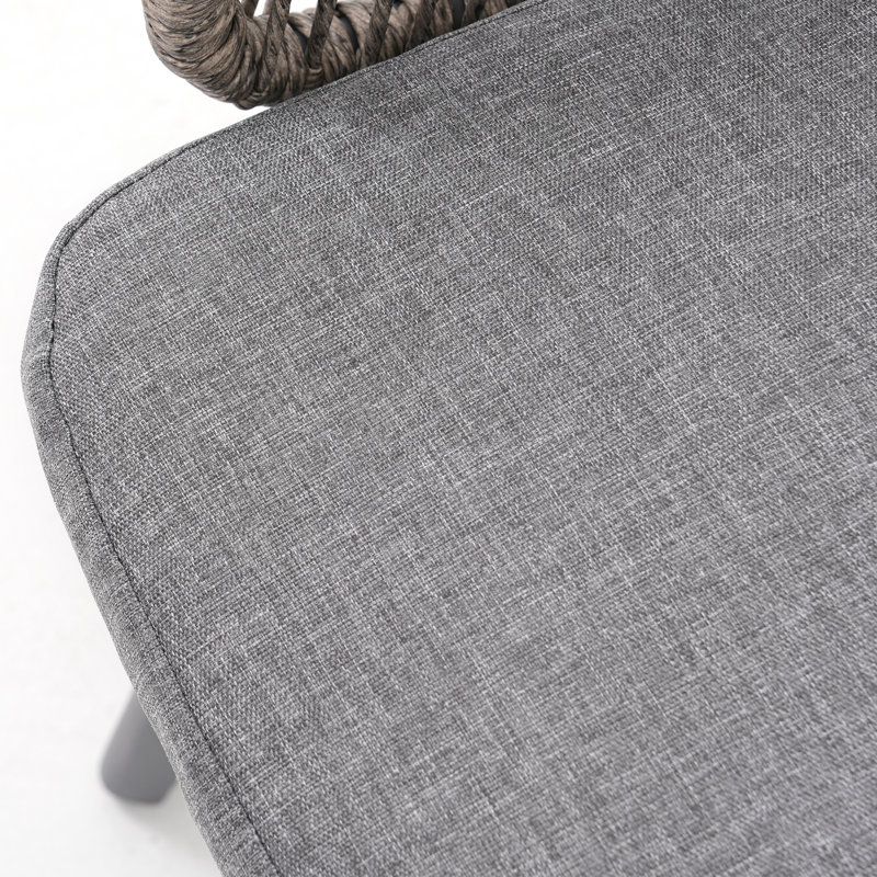 Ensemble repas d'extérieur rectangulaire avec coussins, Gris foncé / Gris foncé, 8