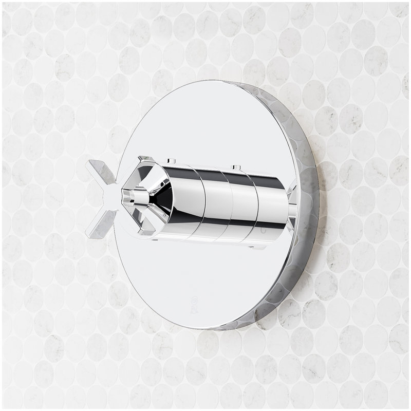 Vassor Thermostatic Shower System With Dual Showerheads, Slide Bar and Hand Shower - Chrome, Chrome