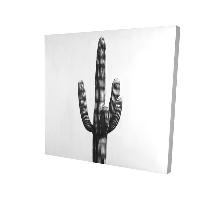 Large Cactus Bedroom Canvas - White Home Decor Art Print