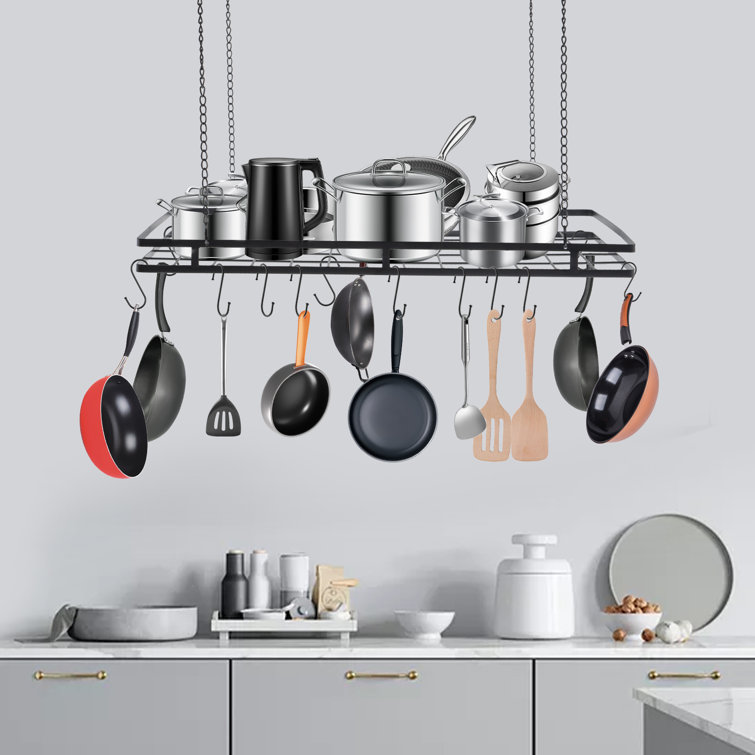 Prep & Savour Metal Wall Mounted Pot Rack