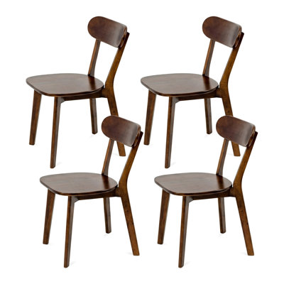 Set Of 4 Solid Wood Dining Chairs With Curved Backs And Adjustable Glides, Suitable For Dining Rooms, Kitchens, Living Rooms, And Home Offices