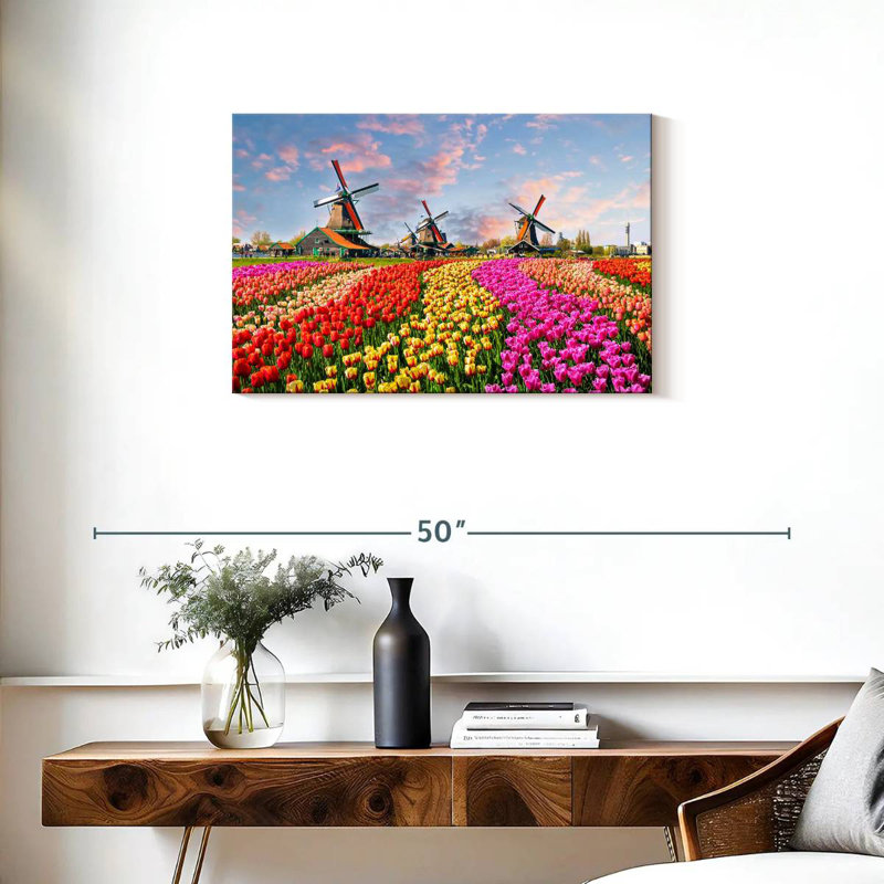 Tulipes et moulins à vent Alvord, H 20 po x l 30 po