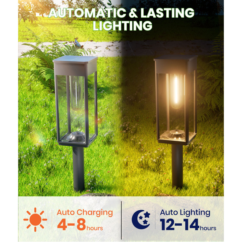 Éclairage solaire de sentier extérieur, paquet de 4 lumières solaires de jardin extérieures imperméables, lumières solaires lumineuses de paysage extérieur, lumières solaires extérieures marche / arrêt automatiques pour allée de jardin