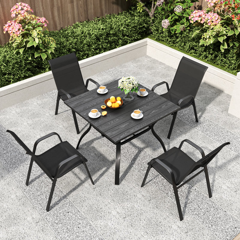 Chaises d'extérieur pour 4 personnes de conception ergonomique, tissu imperméable et pieds stables pour une utilisation commerciale à domicile avec siège large - Matériau de la structure