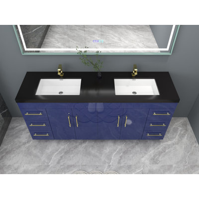 Campman 72'' Double Bathroom Vanity with Plastic Top