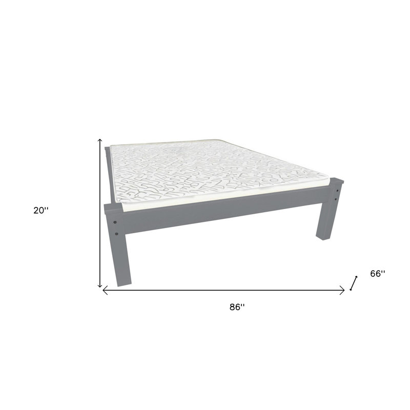 Gray Solid Wood Queen Bed Frame