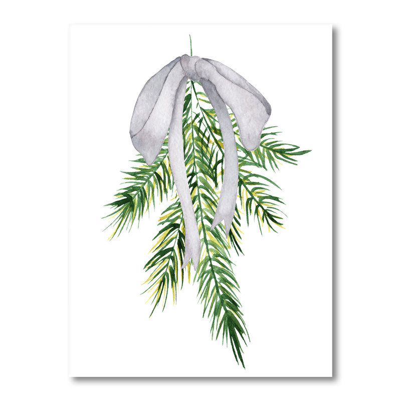 Bouquet floral de Noël avec coton, branches V - Peinture sur toile, H 40 po x l 30 po, Toile tendue