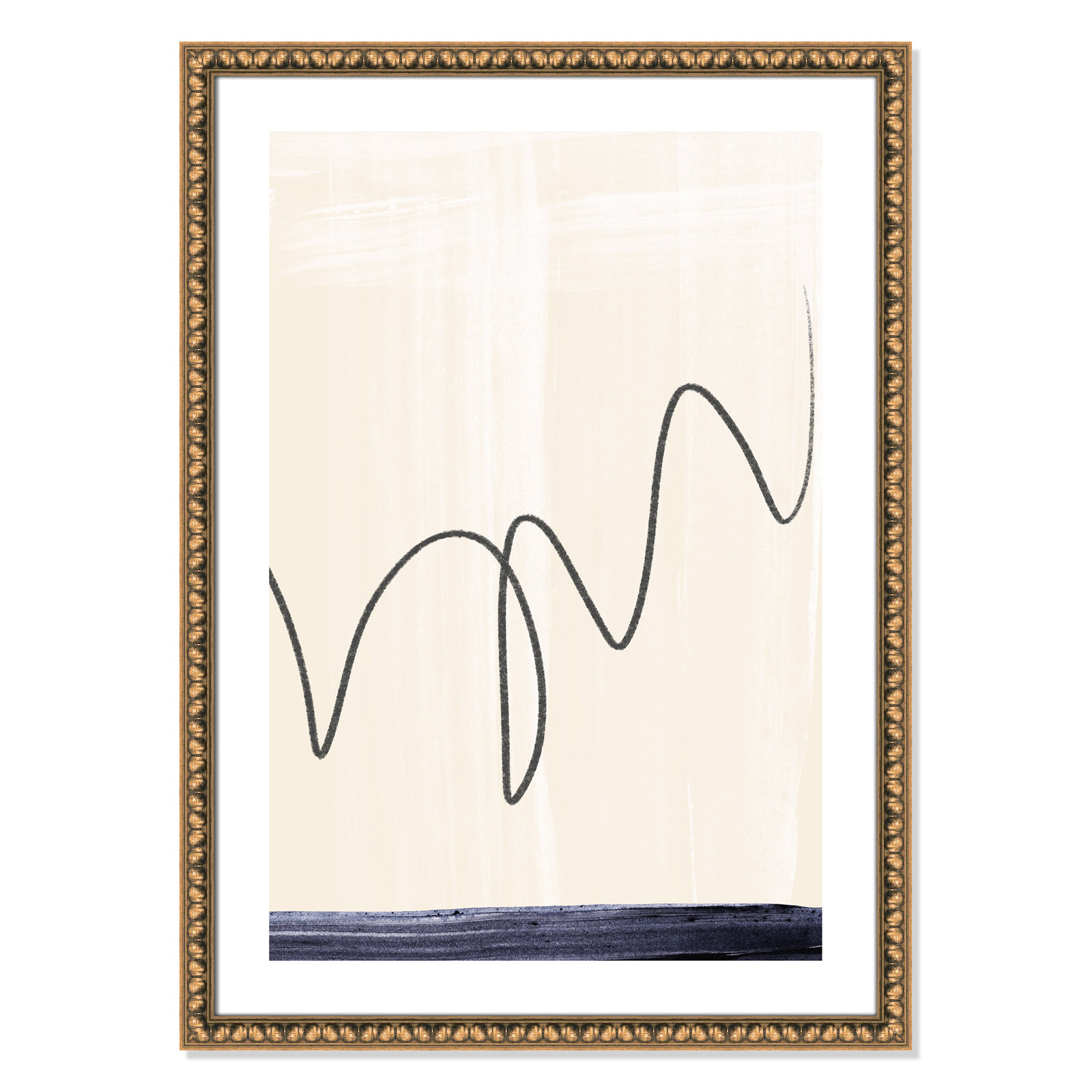 Tigerlily "Departured II" Painting, Gold Bead Framed Paper, 36.5" H x 26.5" W x 1.13" D