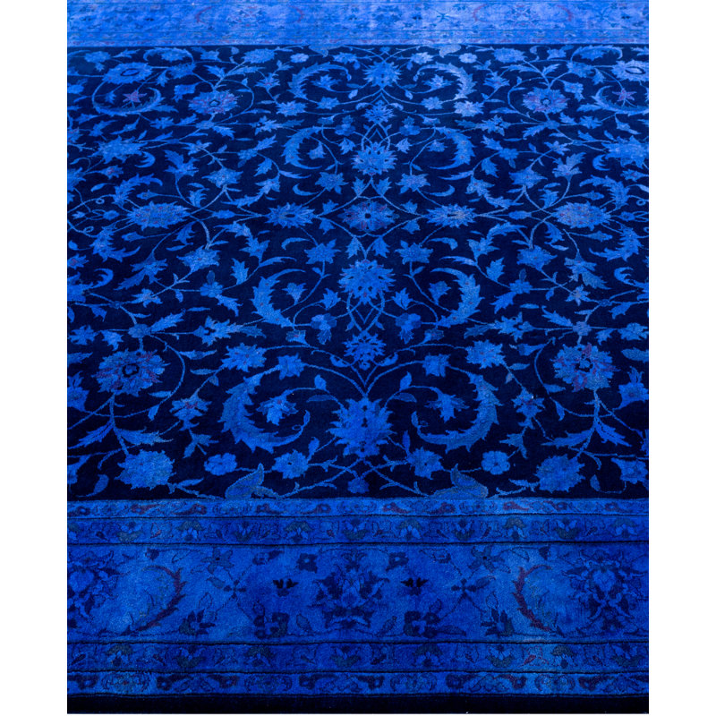 Overdyed Hand-Knotted Wool Modern-Contemporary Blue Area Rug 8' 0" x 11' 0"
