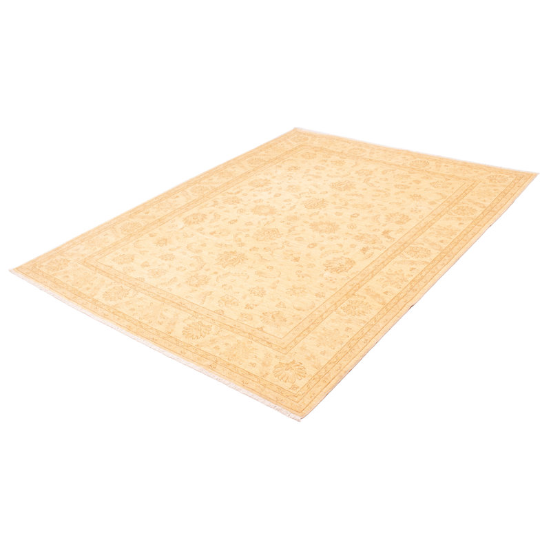 Tapis beige en laine noué à la main de conception unique 9 pi x 11 pi 8 po Chobi Finest