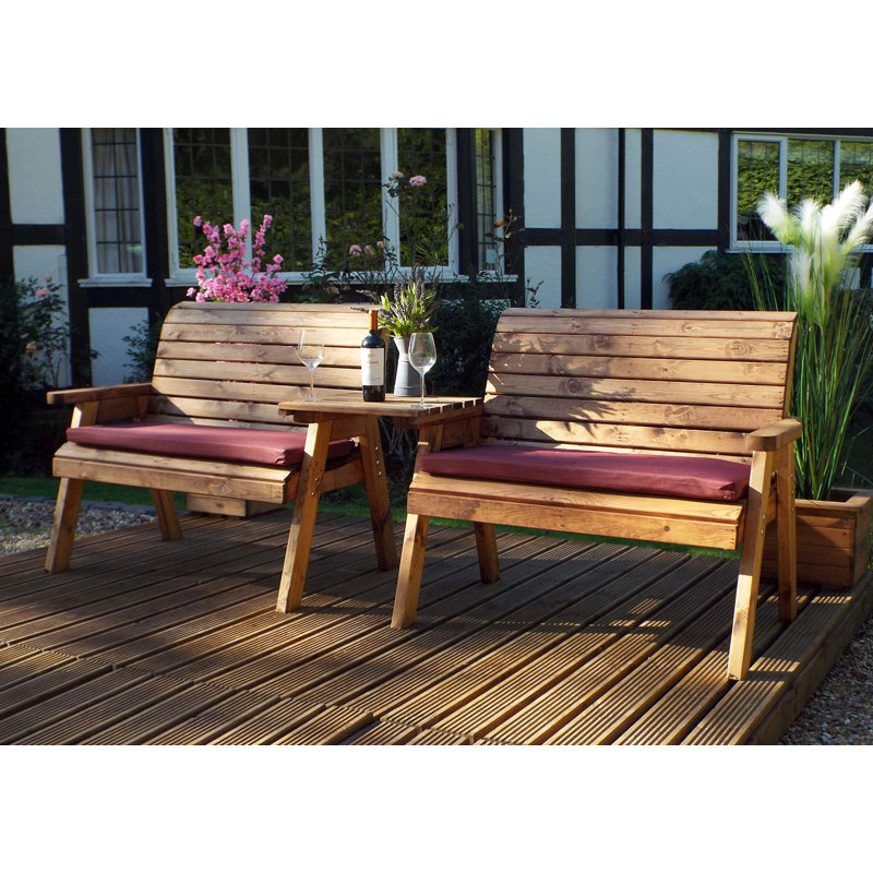 Bulkley Hand Made 4 Seater Chunky Rustic Wooden Furniture With 2 Benches & Straight Tray