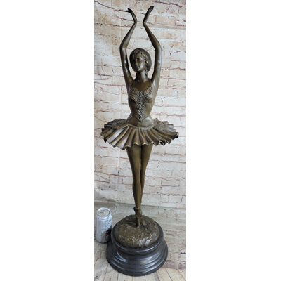 Teric Ballerina Ballet Dancer Bronze Statue Sculpture Signed Collect 33 Inches X 10 Inches