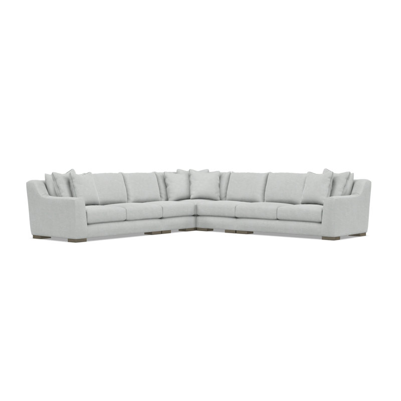 Bernhardt Gabi 5-Piece Fabric Sectional, 35" H x  140" W x 140" D, Symmetrical, Light Gray Polyester Blend