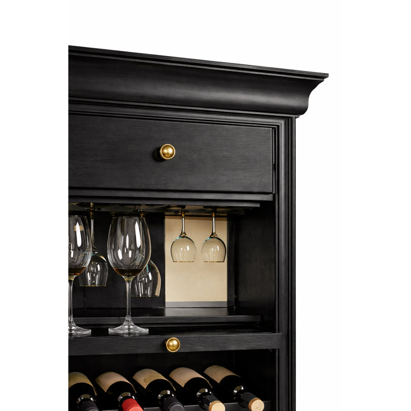 Silvia Bar Cabinet With Rack By RAM Game Room, Black