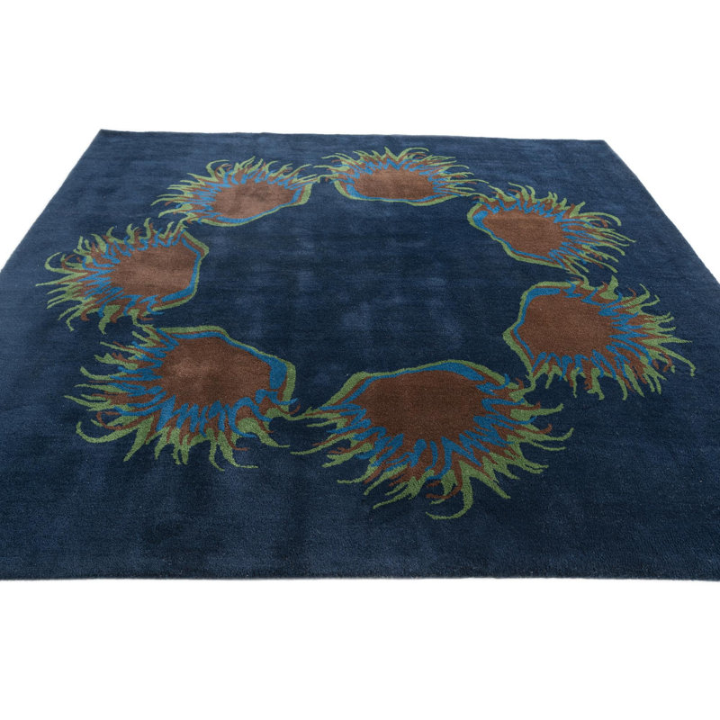 Tapis carré bleu marine Noell