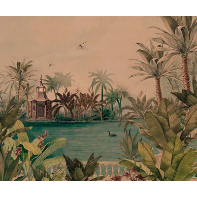 Mur de cygnes palmiers tropicaux