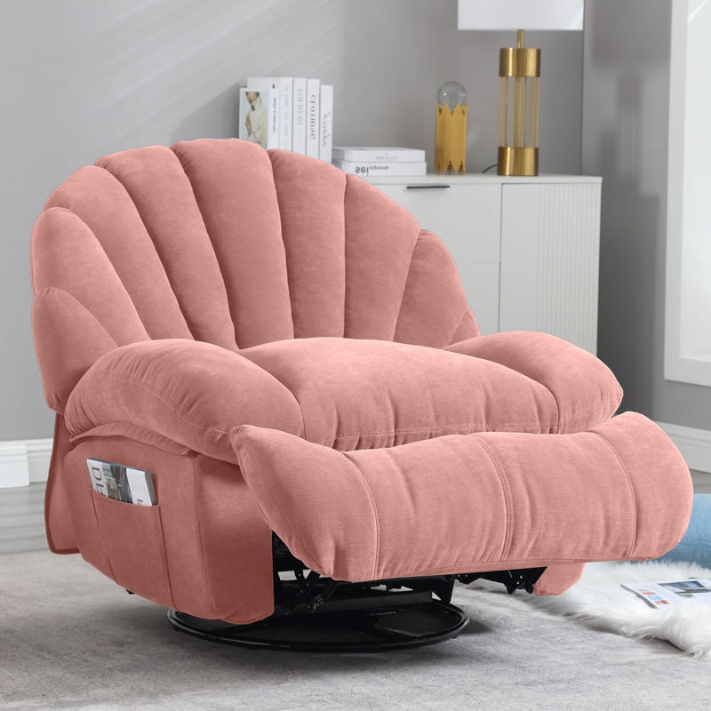 Fauteuil inclinable et pivotant large de style moderne, Rose, Manuel