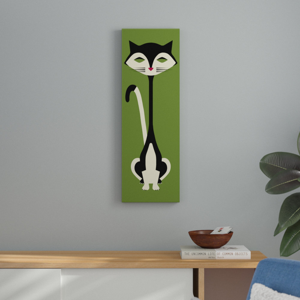 'Mod Cat' Graphic Art Print on Canvas Ebern Designs 