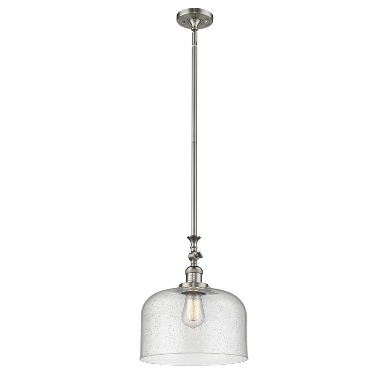 Hiers 1 - Light Single Pendant, Brushed Satin Nickel, Seedy, 6 Watt Vinage LED Bulb