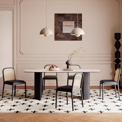 French retro dining table and chair combination