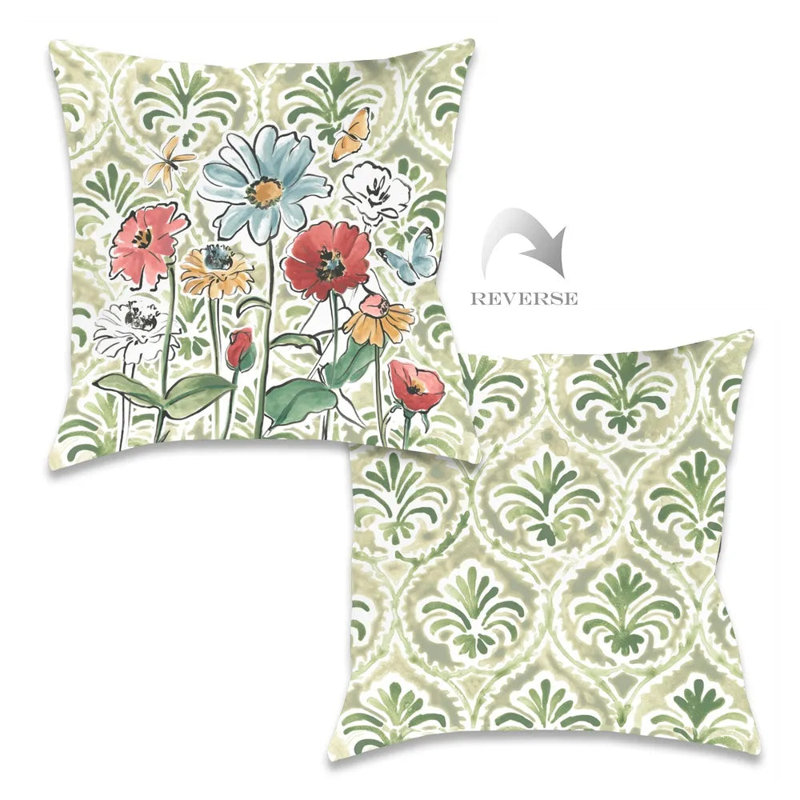 Garden Filigree Bloom Reversible Throw Pillow