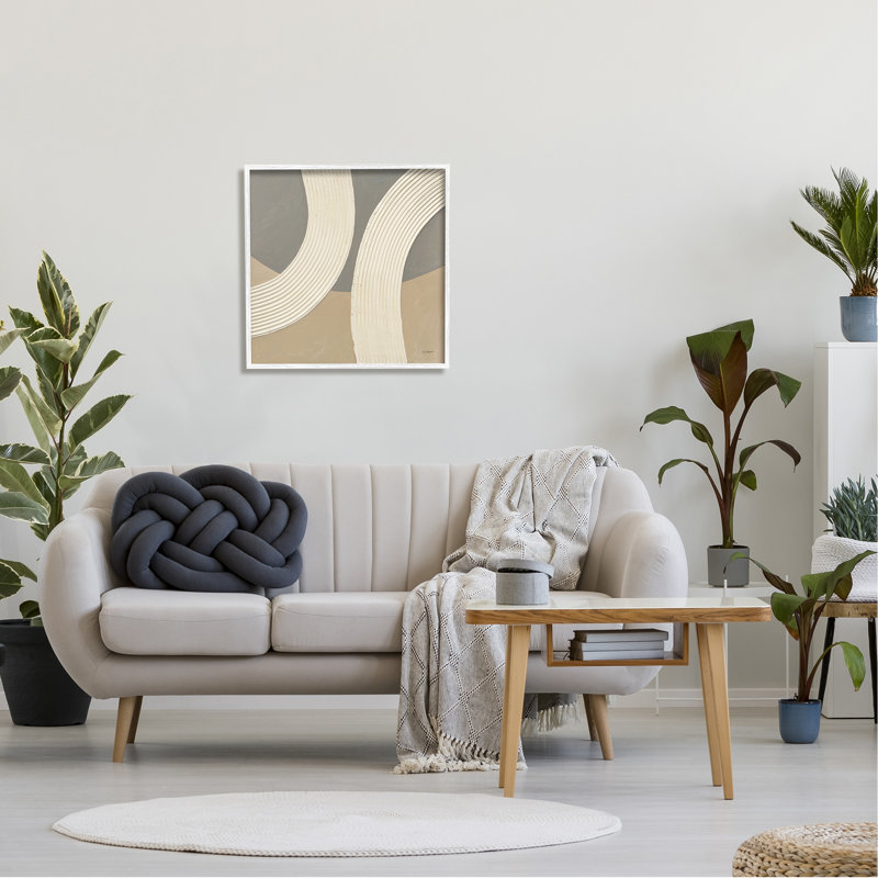 Cercles abstraits modernes encadrés sur bois, Giclée encadrée blanc bord de mer, H 24 po x l 24 po x P 1,5 po