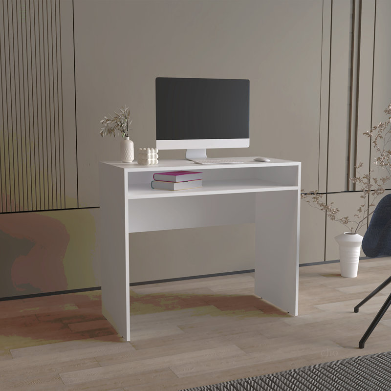 Bureau d'ordinateur H 30,6 po, avec 1 tablette, Blanc