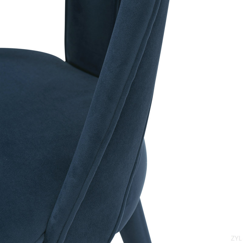 Chaise rembourrée en velours, Bleu / doré, Bleu
