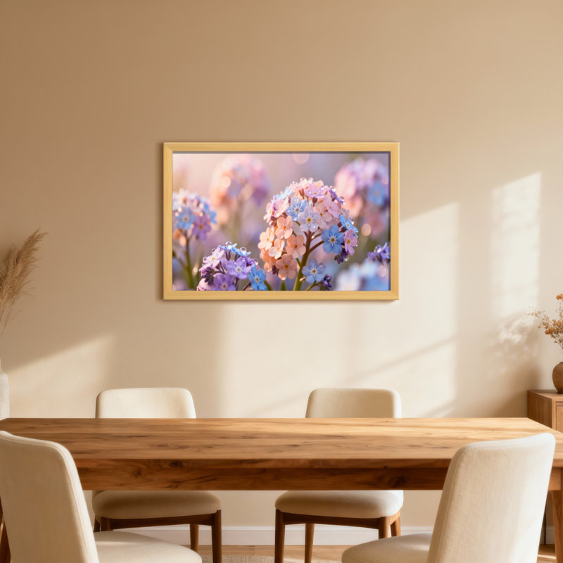 Plantes et fleurs Fleurs pastel flou artistique printemps, H 12 po x l 18 po, Noir, Impression encadrée sans passe-partout